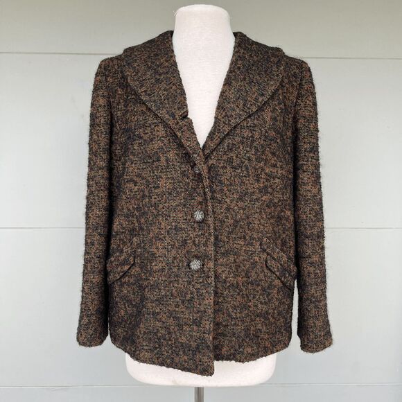 VTG 60s Abe Reinis Tweed Coat L ACWA Union Made USA Textured Short Jacket - Picture 3 of 12